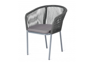 MR1002192 стул из роупа, каркас алюминий серый шагрень, роуп коричневый, ткань темно-серая 019